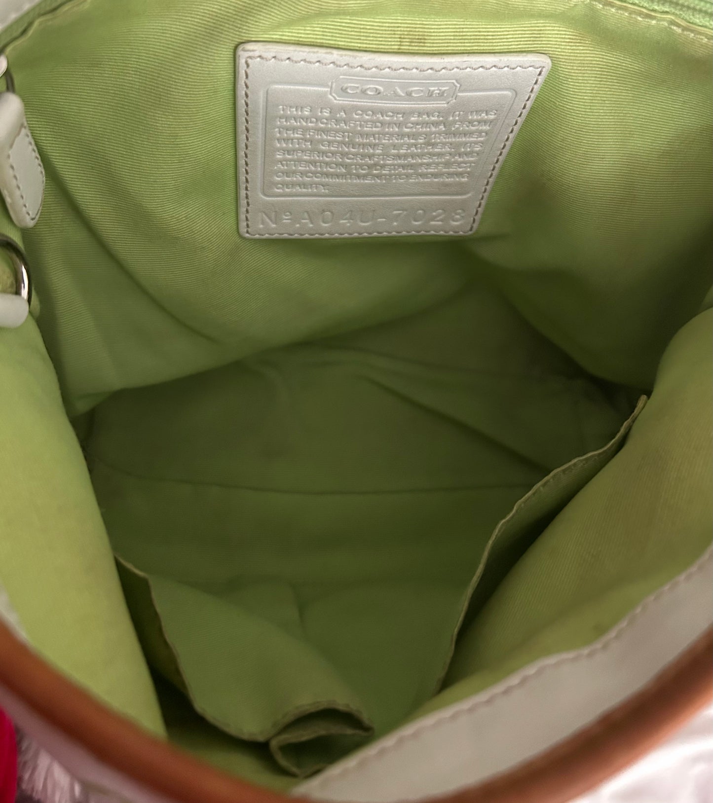 2004 Coach Green Optic Hamptons Bag