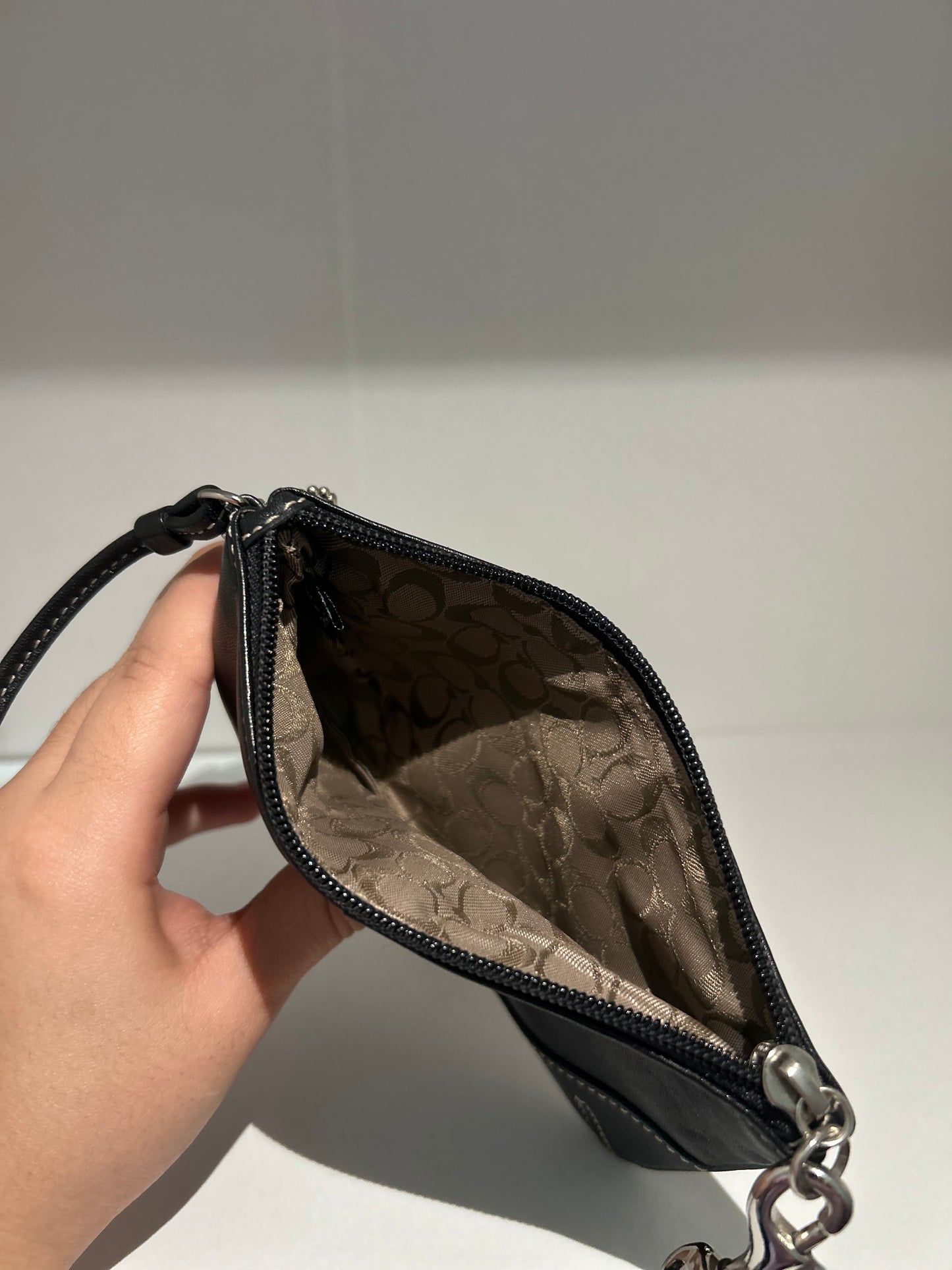 Black Leather Wristlet