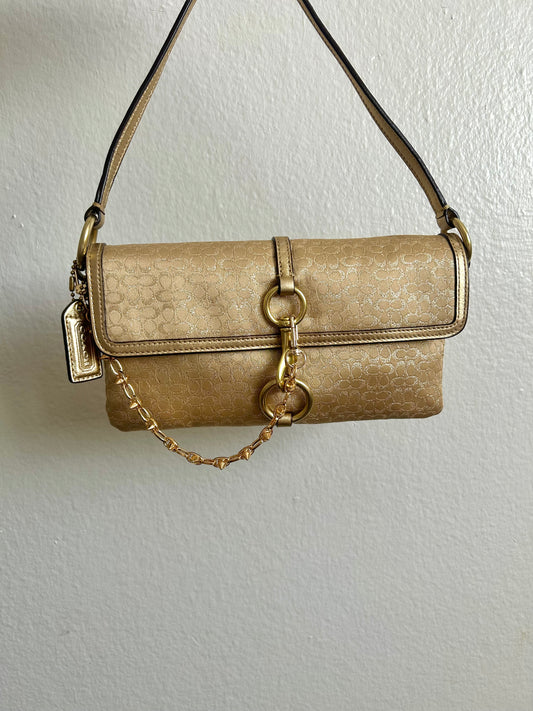 Coach Gold Signature Metallic Shoulder Purse