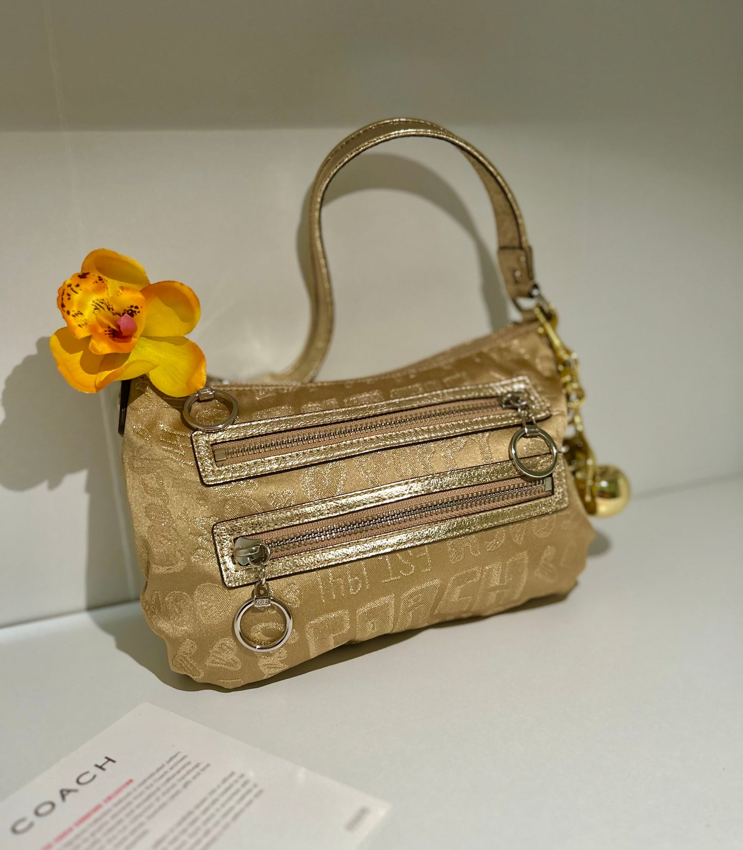 Coach Gold Poppy Shoulder Purse