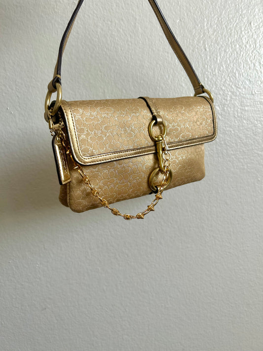 Coach Gold Signature Metallic Shoulder Purse